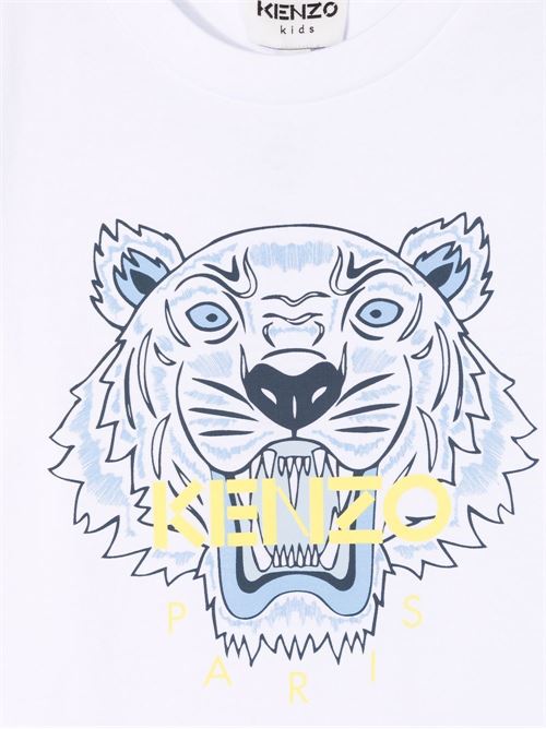 T-shirt bambino con stampa tigre e scritta logo sul petto KENZO Kids | K2562510B